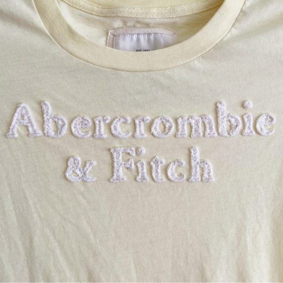 Abercrombie and fitch butter yellow spell out tee shirt 3d logo baby tee y2k XS - Picture 3 of 9